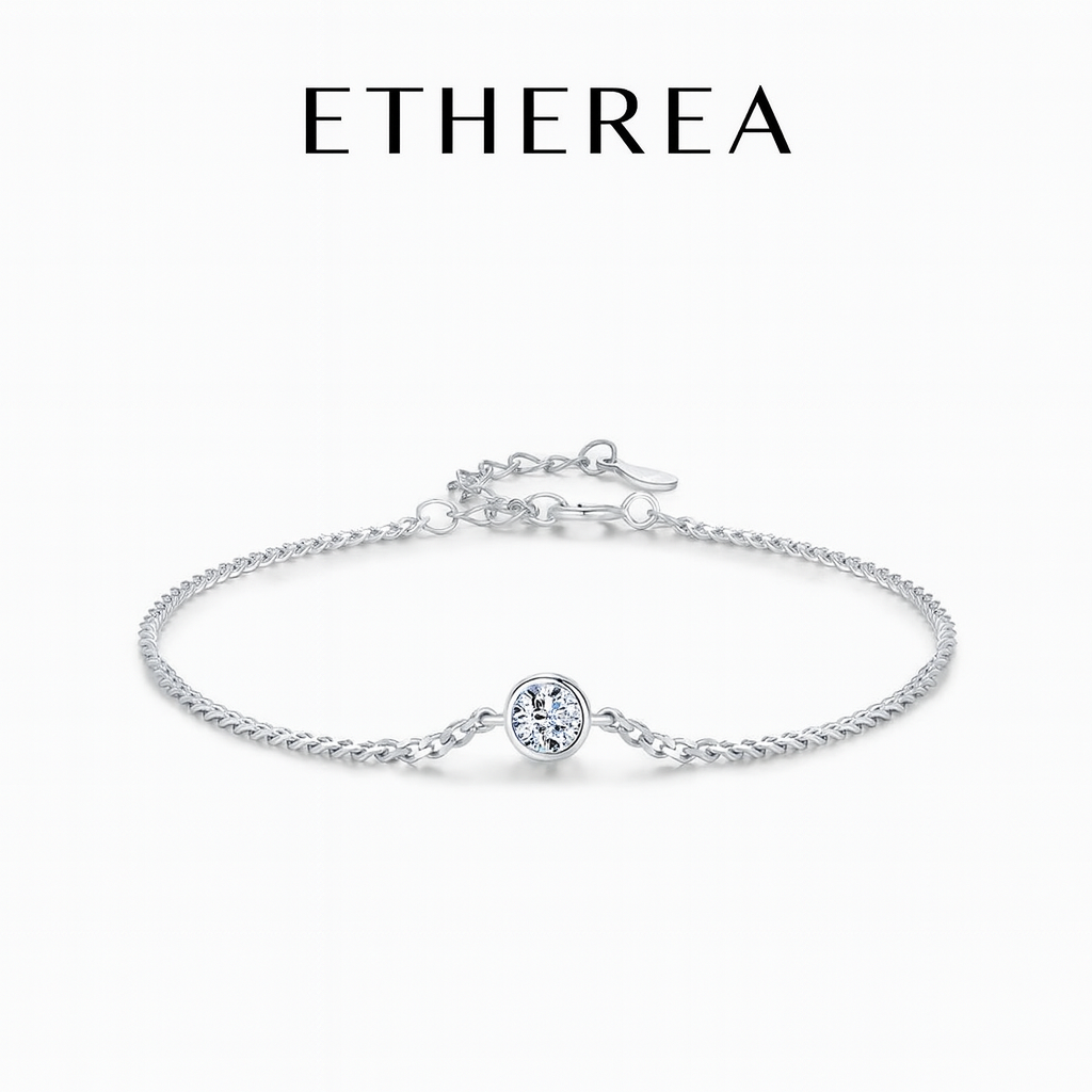 ETHEREA® Moissanite Bezel Setting Bracelet - Sterling Silver