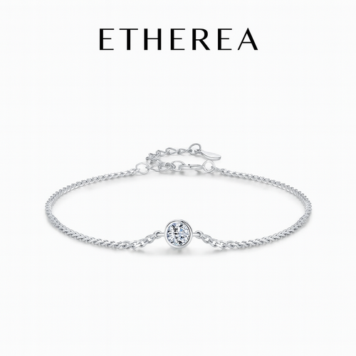 ETHEREA® Moissanite Bezel Setting Bracelet - Sterling Silver