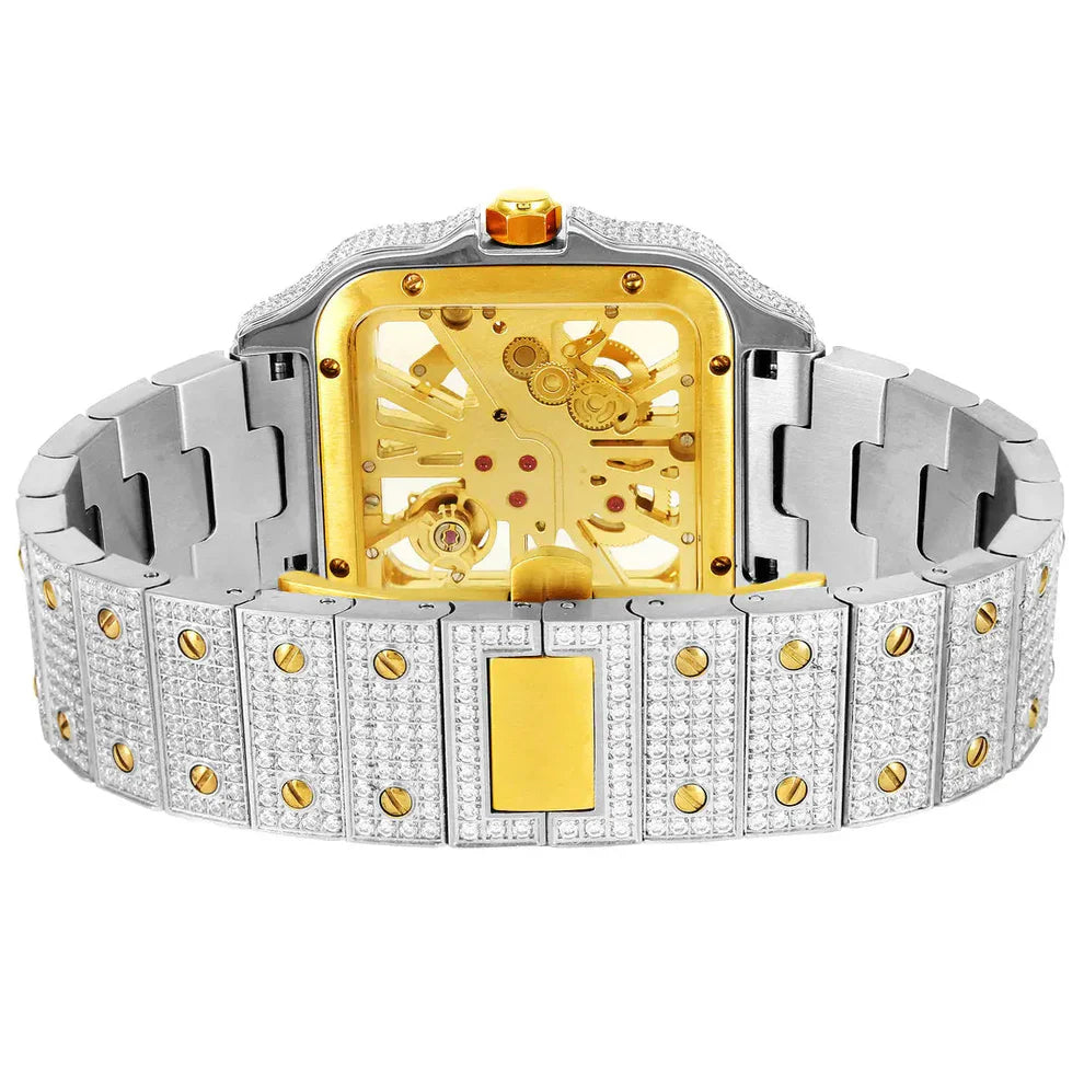 ETHEREA® Skeleton Dial Watch Moissanite 19.5Ct. Two Tone Automatic