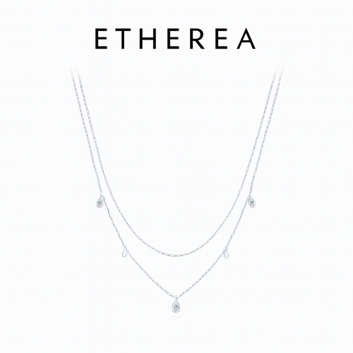 ETHEREA® Pear Shape Moissanite Pendant Necklace