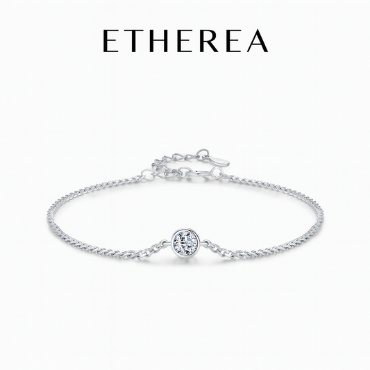 ETHEREA® Moissanite Bezel Setting Bracelet - Sterling Silver