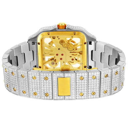 ETHEREA® Skeleton Dial Watch Moissanite 19.5Ct. Two Tone Automatic